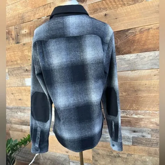 Roark Nordsman Classic Fit Charcoal Plaid Flannel Shirt Jacket w/ Elbow Patches - Picture 5 of 16